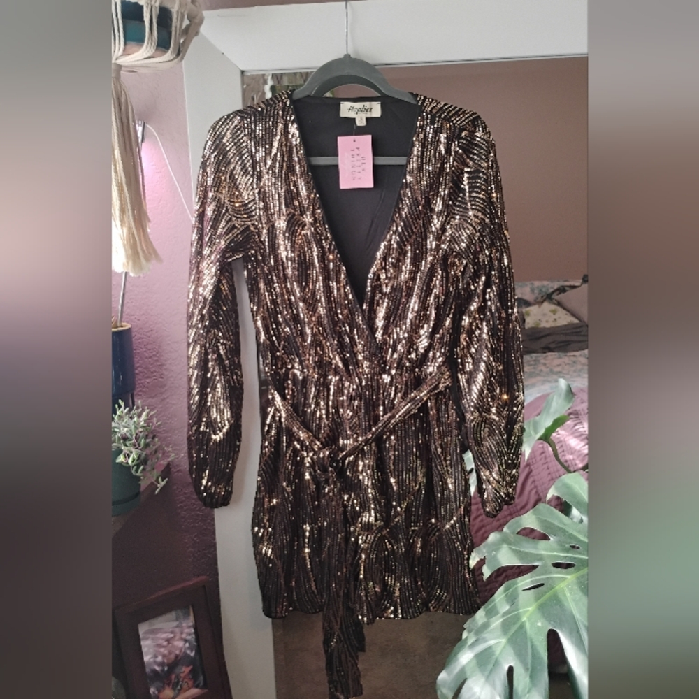 Sequin Long Sleeve Dress